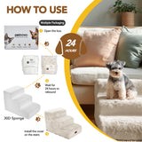Faux Fur Dog Stairs for Couch & Bed — Designer Pet Steps for Small & Senior Dogs and Cats, Non-Slip, Washable Cover