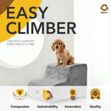 Faux Fur Dog Stairs for Couch & Bed — Designer Pet Steps for Small & Senior Dogs and Cats, Non-Slip, Washable Cover