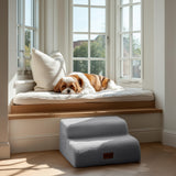 Faux Fur Dog Stairs for Couch & Bed — Designer Pet Steps for Small & Senior Dogs and Cats, Non-Slip, Washable Cover