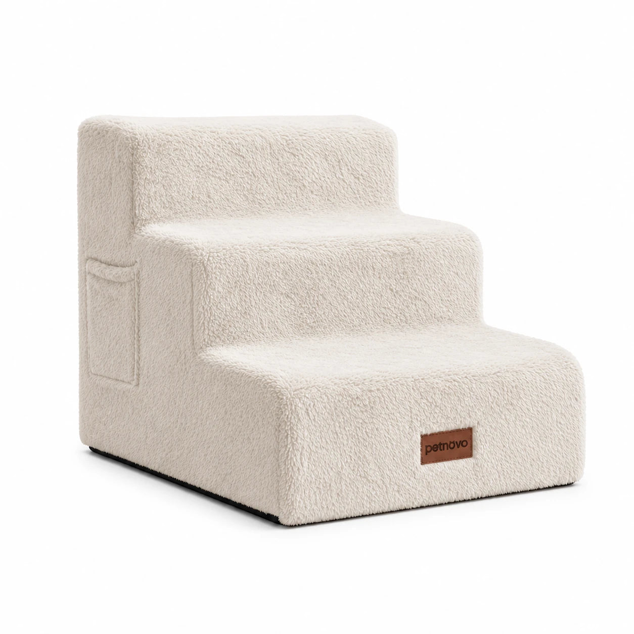 Faux Fur Dog Stairs for Couch & Bed — Designer Pet Steps for Small & Senior Dogs and Cats, Non-Slip, Washable Cover