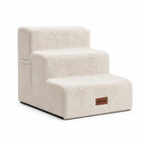 Faux Fur Dog Stairs for Couch & Bed — Designer Pet Steps for Small & Senior Dogs and Cats, Non-Slip, Washable Cover