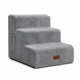 Faux Fur Dog Stairs for Couch & Bed — Designer Pet Steps for Small & Senior Dogs and Cats, Non-Slip, Washable Cover