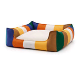 Rainbow Bolster Dog Bed for Medium Dogs — Reversible Cushion, Breathable, Removable Washable Cover