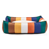 Rainbow Bolster Dog Bed for Medium Dogs — Reversible Cushion, Breathable, Removable Washable Cover
