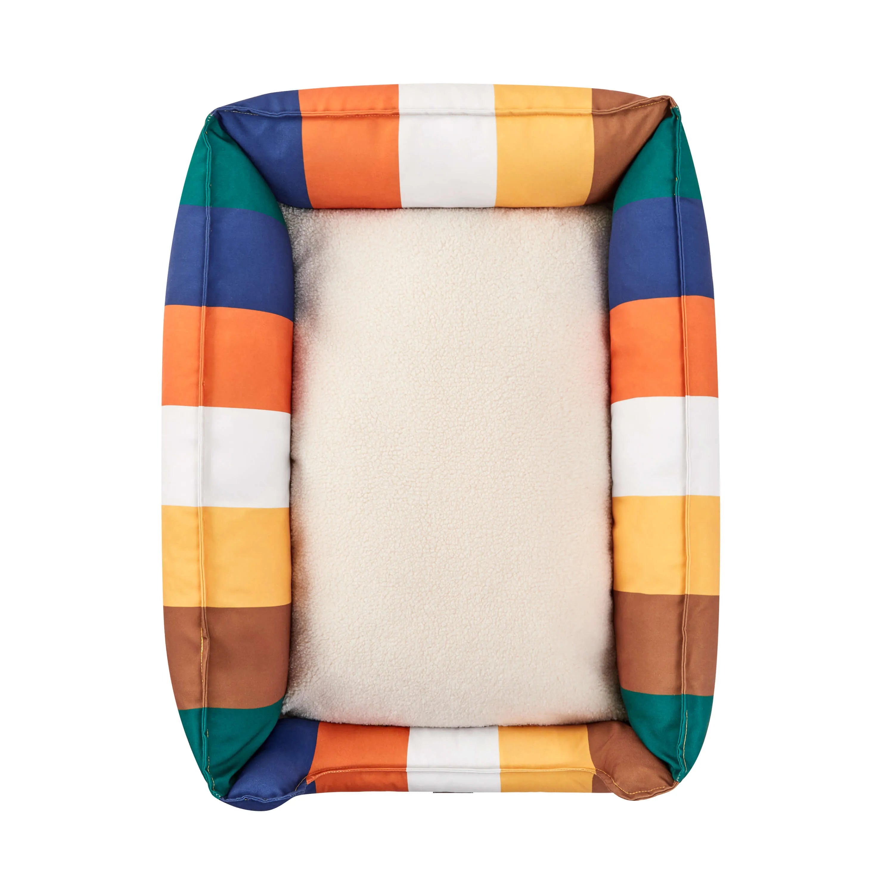 Rainbow Bolster Dog Bed for Medium Dogs — Reversible Cushion, Breathable, Removable Washable Cover