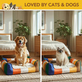 Rainbow Bolster Dog Bed for Medium Dogs — Reversible Cushion, Breathable, Removable Washable Cover