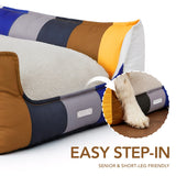 Rainbow Bolster Dog Bed for Medium Dogs — Reversible Cushion, Breathable, Removable Washable Cover