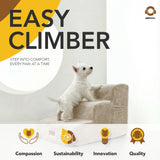 Faux Fur Dog Stairs for Couch & Bed — Designer Pet Steps for Small & Senior Dogs and Cats, Non-Slip, Washable Cover