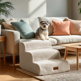 Faux Fur Dog Stairs for Couch & Bed — Designer Pet Steps for Small & Senior Dogs and Cats, Non-Slip, Washable Cover