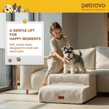 Faux Fur Dog Stairs for Couch & Bed — Designer Pet Steps for Small & Senior Dogs and Cats, Non-Slip, Washable Cover