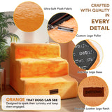 Faux Fur Dog Stairs for Couch & Bed — Designer Pet Steps for Small & Senior Dogs and Cats, Non-Slip, Washable Cover