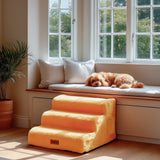 Faux Fur Dog Stairs for Couch & Bed — Designer Pet Steps for Small & Senior Dogs and Cats, Non-Slip, Washable Cover