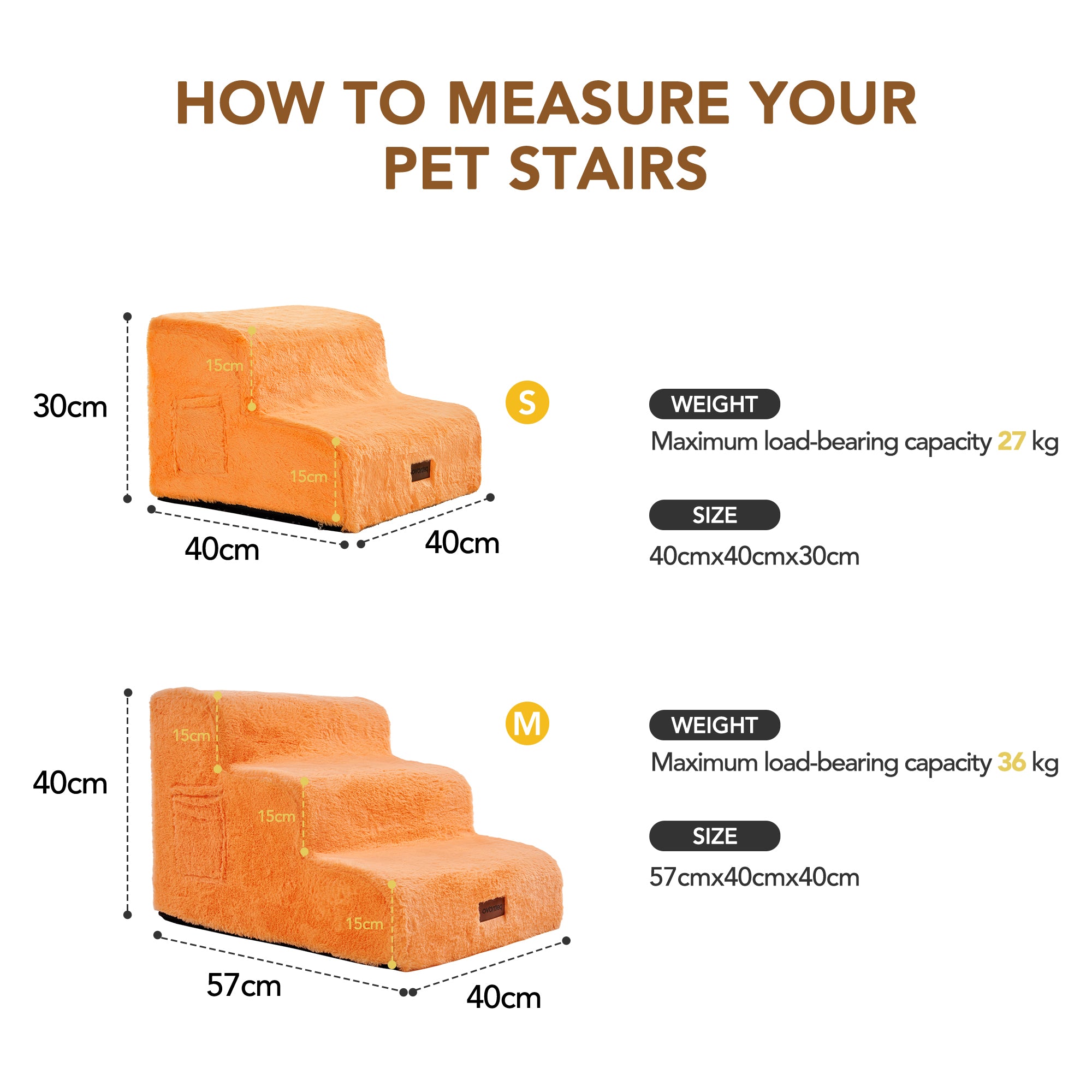 Faux Fur Dog Stairs for Couch & Bed — Designer Pet Steps for Small & Senior Dogs and Cats, Non-Slip, Washable Cover