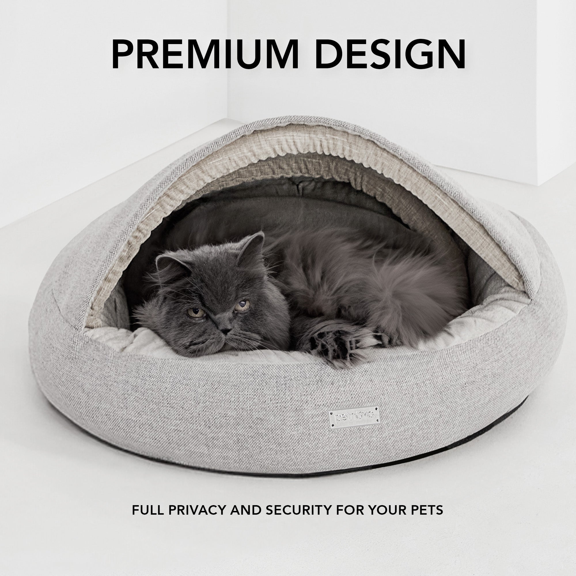 Imitation Linen Hooded Pet Beds