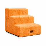 Faux Fur Dog Stairs for Couch & Bed — Designer Pet Steps for Small & Senior Dogs and Cats, Non-Slip, Washable Cover