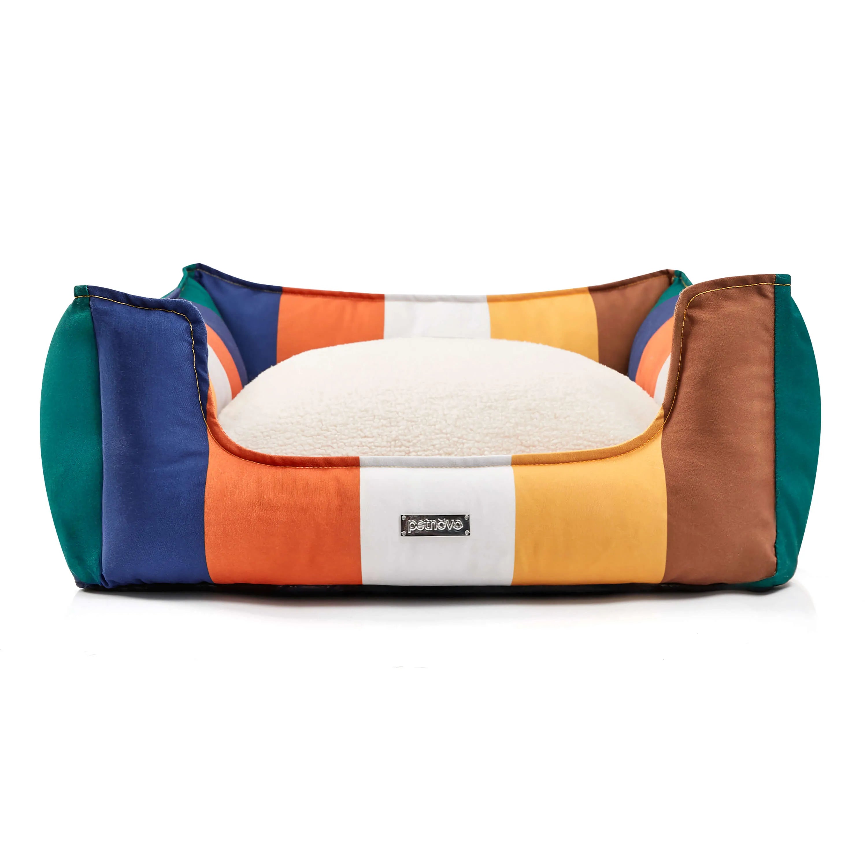 Rainbow Bolster Dog Bed for Medium Dogs — Reversible Cushion, Breathable, Removable Washable Cover