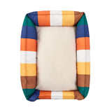 Rainbow Bolster Dog Bed for Medium Dogs — Reversible Cushion, Breathable, Removable Washable Cover