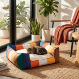 Rainbow Bolster Dog Bed for Medium Dogs — Reversible Cushion, Breathable, Removable Washable Cover
