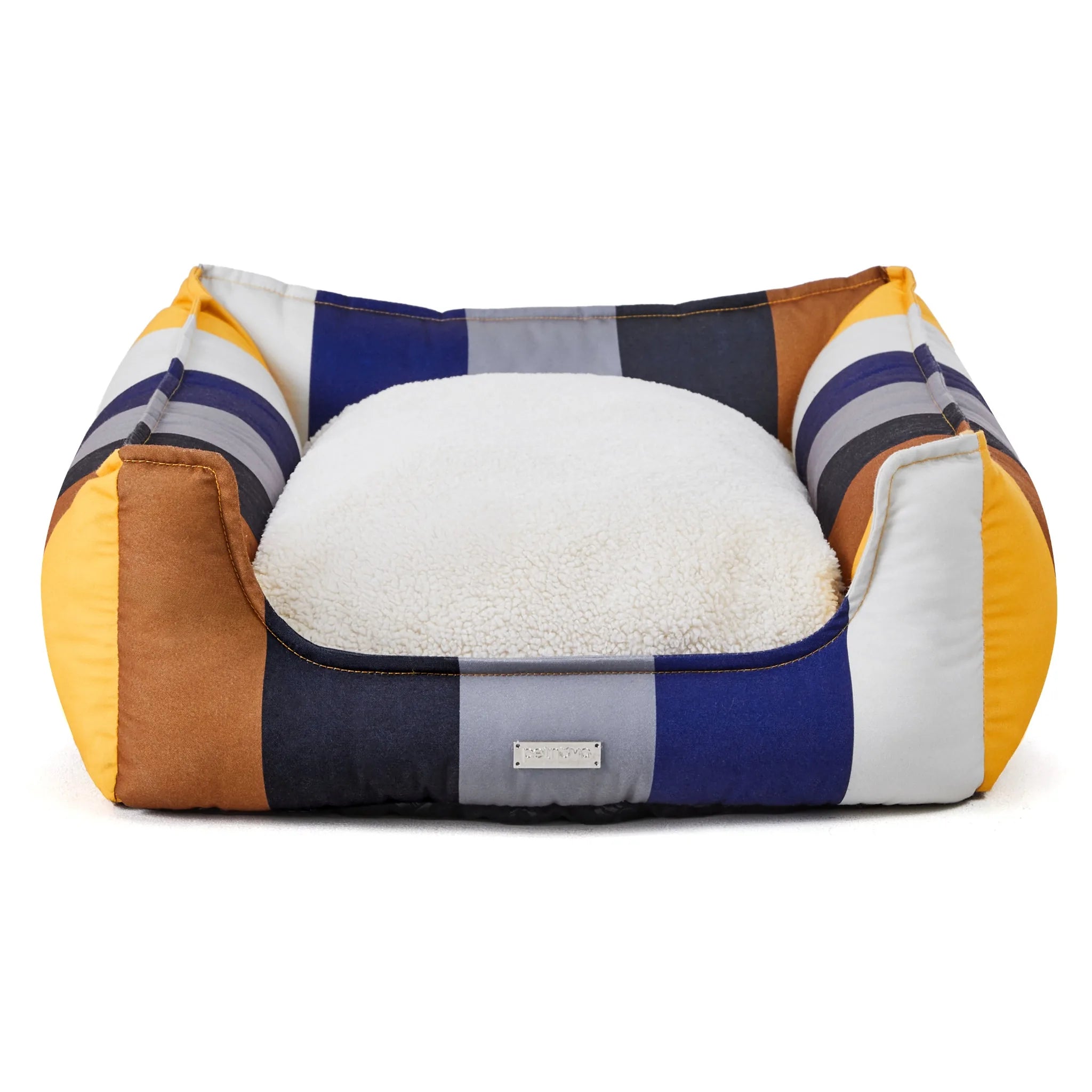 Rainbow Bolster Dog Bed for Medium Dogs — Reversible Cushion, Breathable, Removable Washable Cover