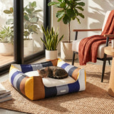 Rainbow Bolster Dog Bed for Medium Dogs — Reversible Cushion, Breathable, Removable Washable Cover