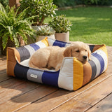 Rainbow Bolster Dog Bed for Medium Dogs — Reversible Cushion, Breathable, Removable Washable Cover