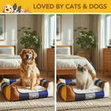 Rainbow Bolster Dog Bed for Medium Dogs — Reversible Cushion, Breathable, Removable Washable Cover