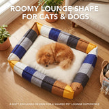 Rainbow Bolster Dog Bed for Medium Dogs — Reversible Cushion, Breathable, Removable Washable Cover
