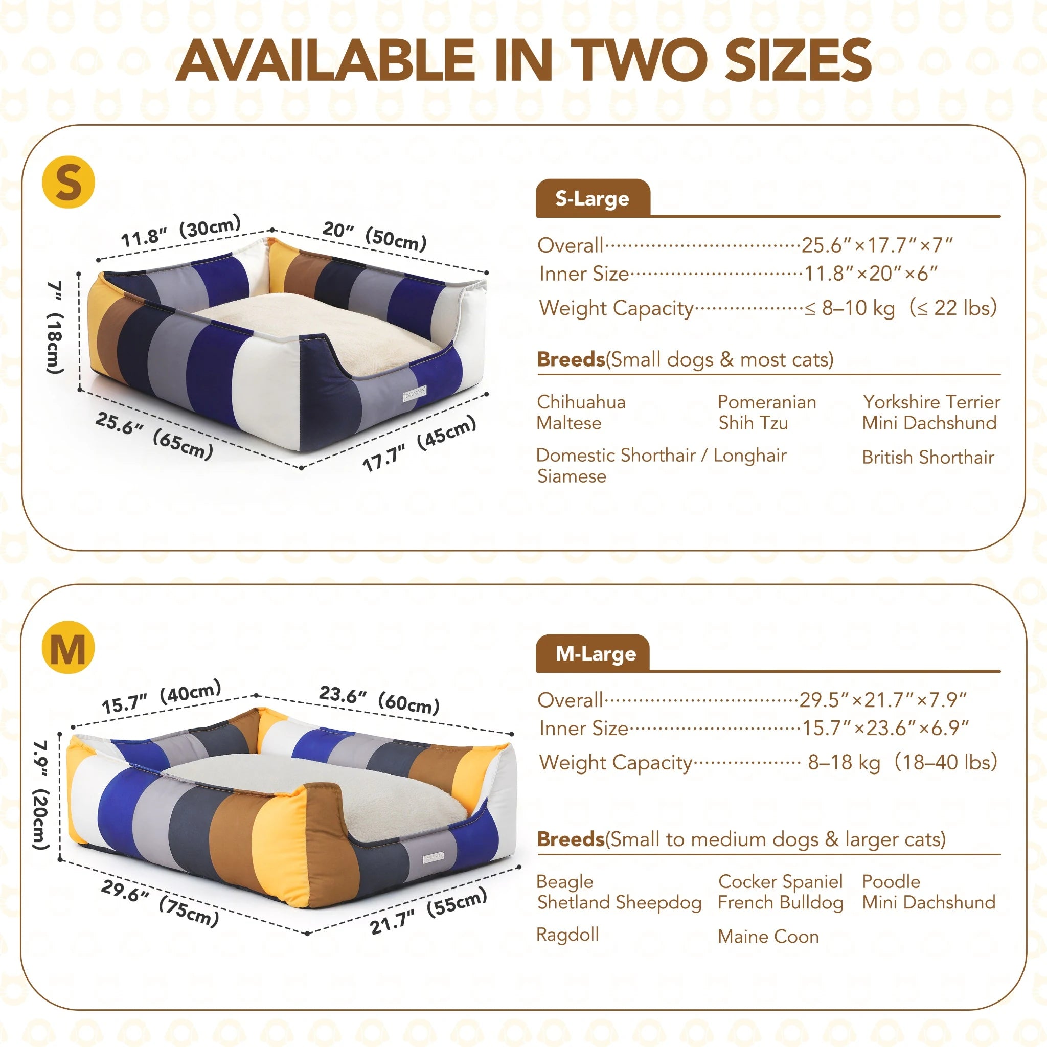 Rainbow Bolster Dog Bed for Medium Dogs — Reversible Cushion, Breathable, Removable Washable Cover