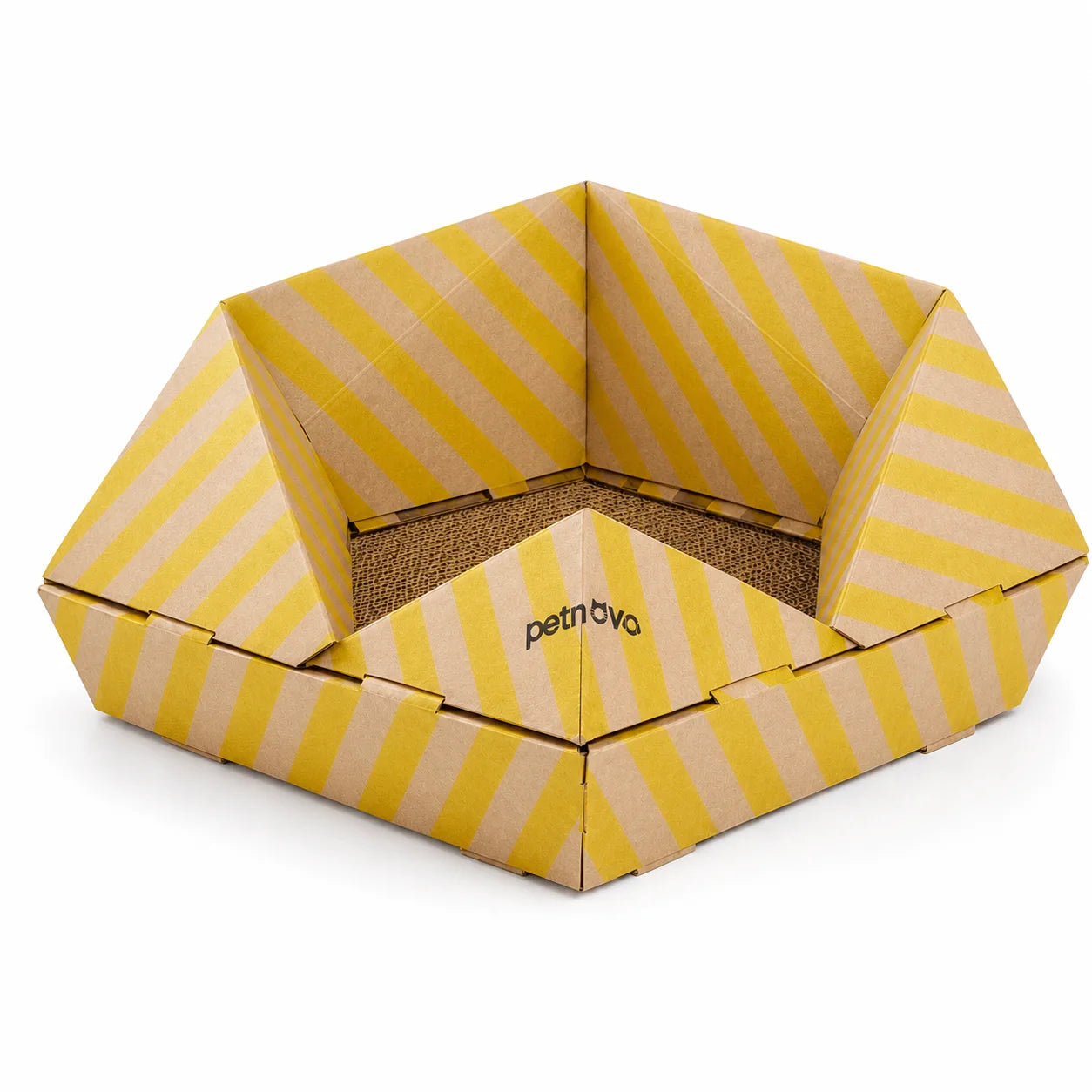 Foldable Cardboard Cat House — Collapsible Hideaway & Bed with Built-In Scratcher, Eco-Friendly Paper Build